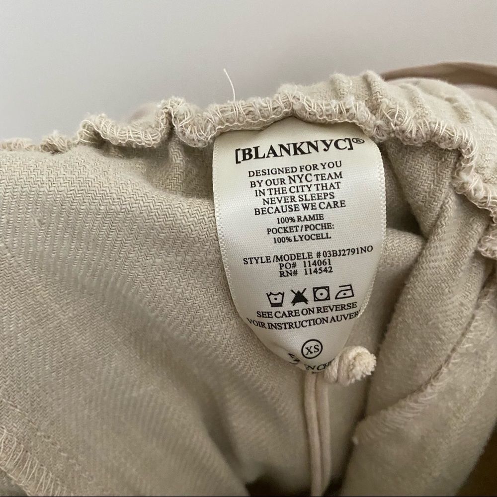 Blank NYC Pants Away From Here Cream Linen Paperbag Joggers Casual Leisure Trend - Picture 9 of 10